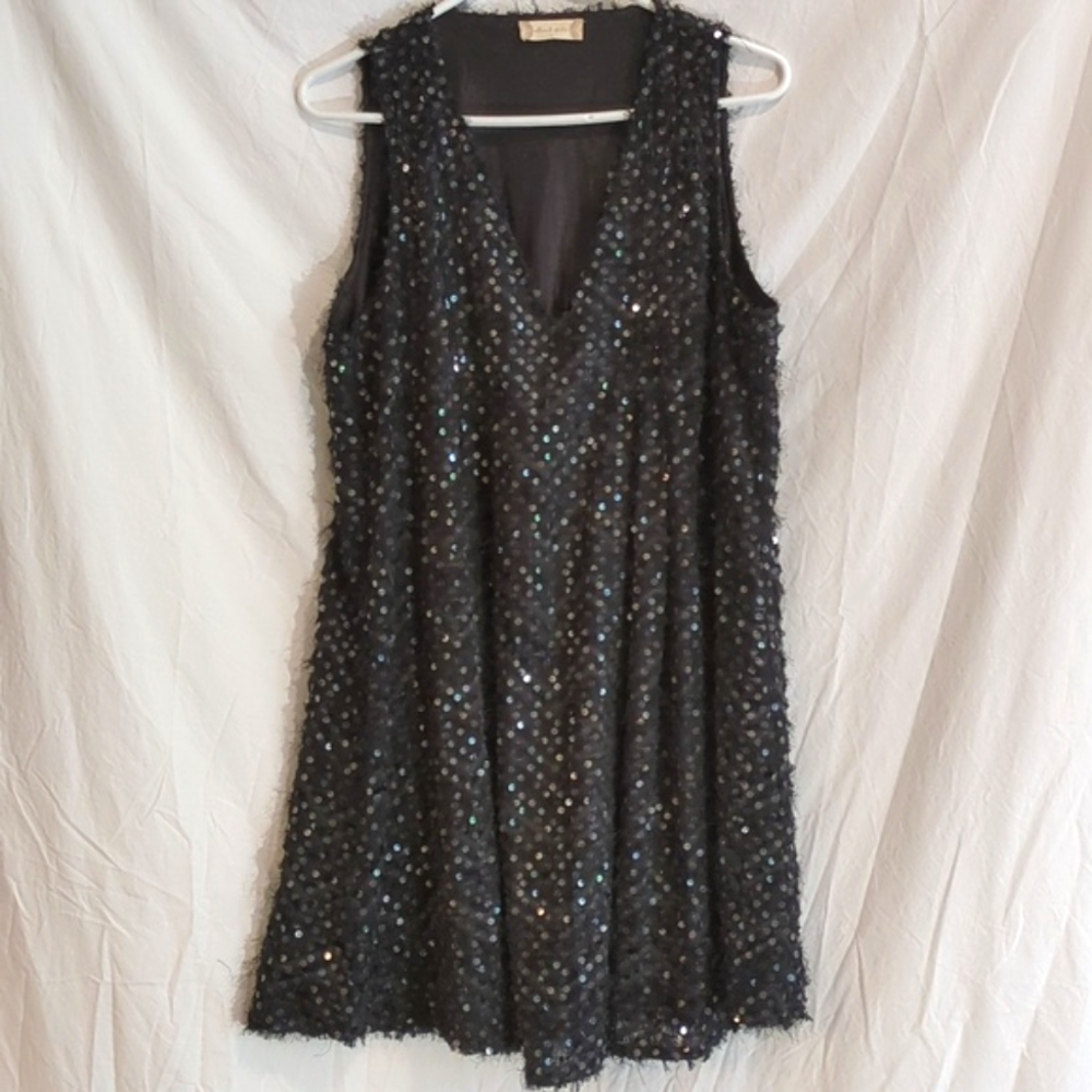 Altar'd State | Little Black Dress Sequins Sheer Eyelash Texture Party | L